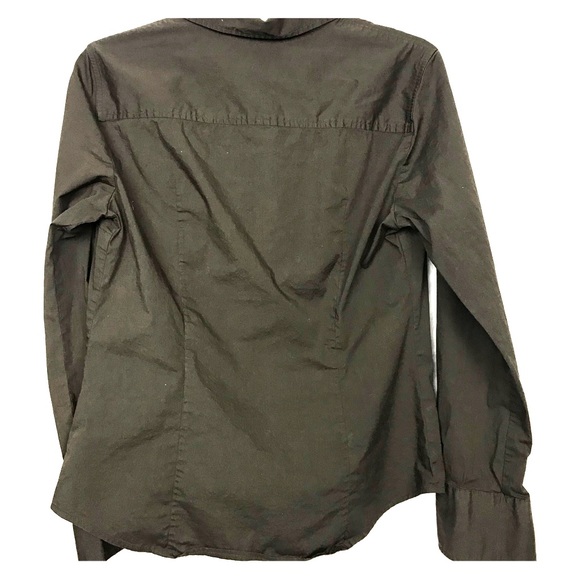 J. Crew brown button down stretch cotton blend top - Picture 2 of 4